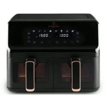 Dupla forró levegős fritőz, 4,1+4,1L, átlátszó ablakokkal, fekete- rose gold (NEW) (BH/9469)