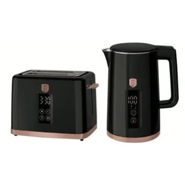 Elektromos vízforraló és kenyérpirító szett, fekete- rose gold (NEW) (BH/9540)