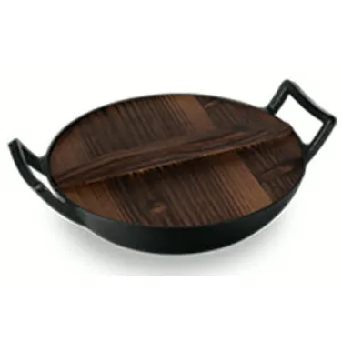 Öntöttvas wok fa fedővel, 30 cm, fekete  (LP-BH-190)