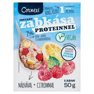 málnás-citromos protein zabkása édesítőszerrel, vegán 50g
