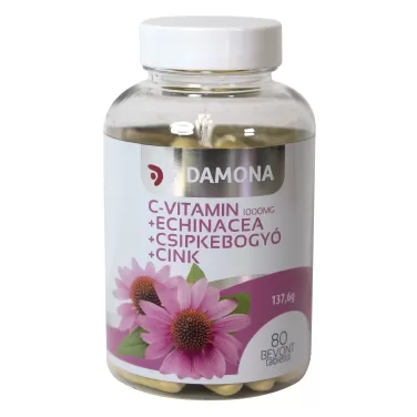 c-vitamin 1000mg+echinacea+csipkebogyó+cink bevont tabletta 80 db