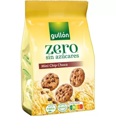 Gullón mini chip choco zero keksz csokoládé darabkákkal, édesítőszerrel 75 g