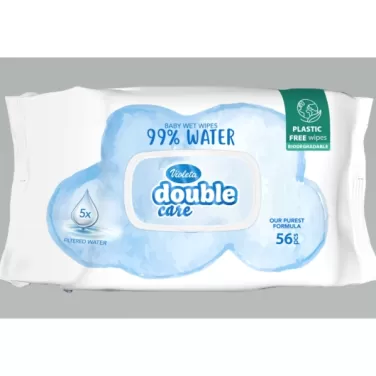 Violeta popsitörlő water care, újszülöttek részére 99% vízzel műanyag mentes csomagolásban 56 db